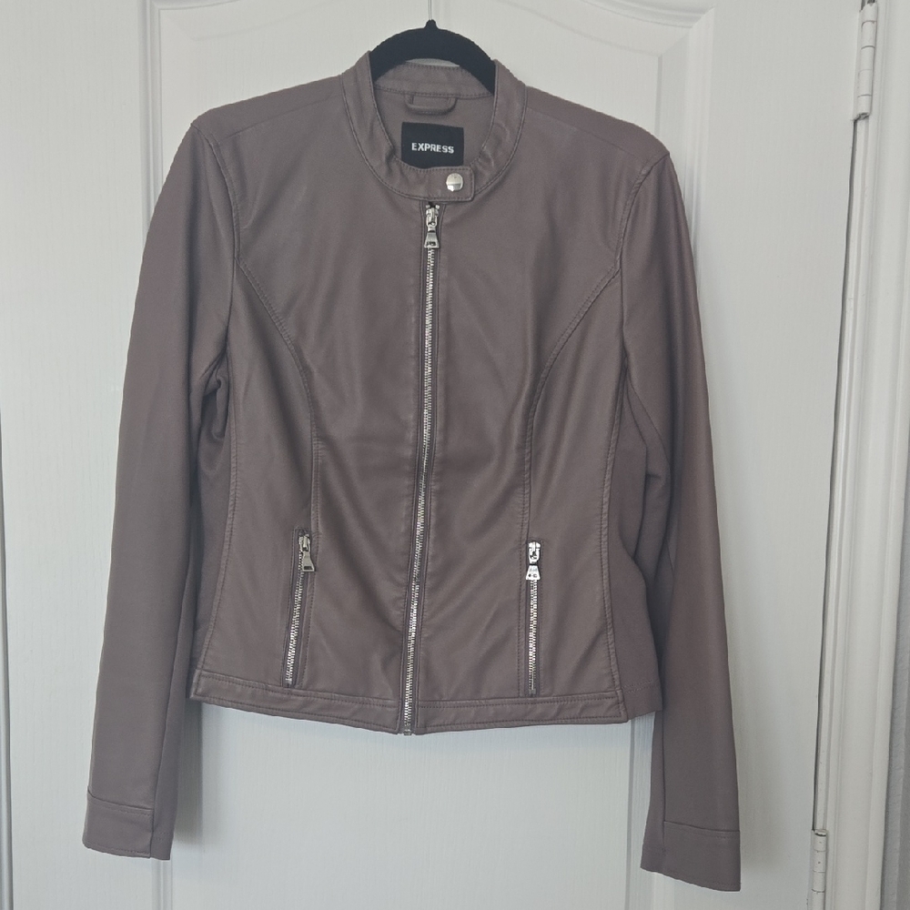 Express Women's Taupe Leather Jacket